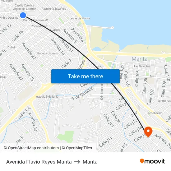 Avenida Flavio Reyes Manta to Manta map
