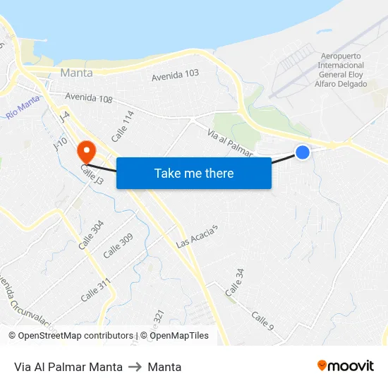 Via Al Palmar Manta to Manta map