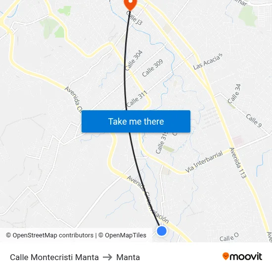 Calle Montecristi Manta to Manta map