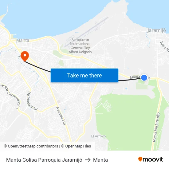 Manta-Colisa Parroquia Jaramijó to Manta map