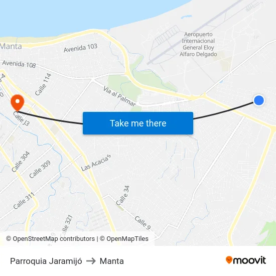 Parroquia Jaramijó to Manta map