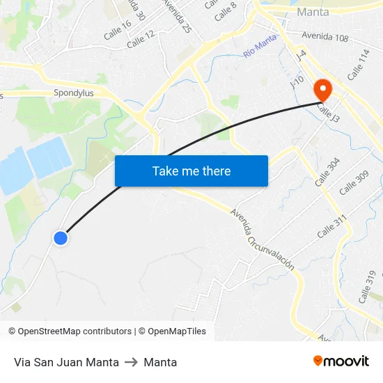 Via San Juan Manta to Manta map