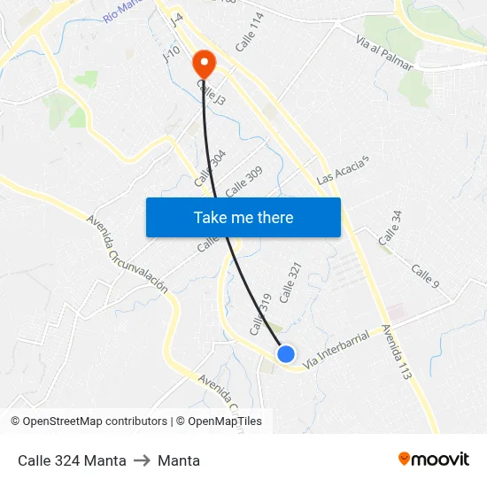 Calle 324 Manta to Manta map