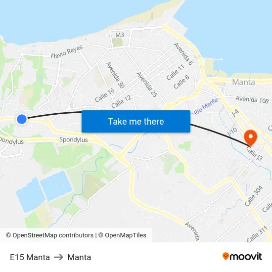 E15 Manta to Manta map