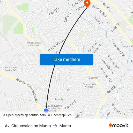 Av. Circunvalación Manta to Manta map