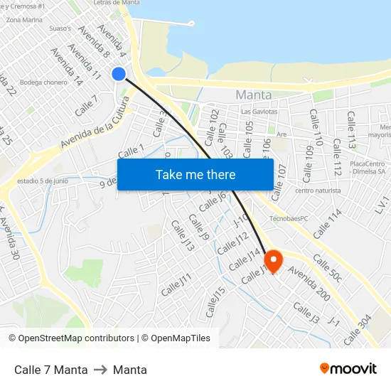 Calle 7 Manta to Manta map