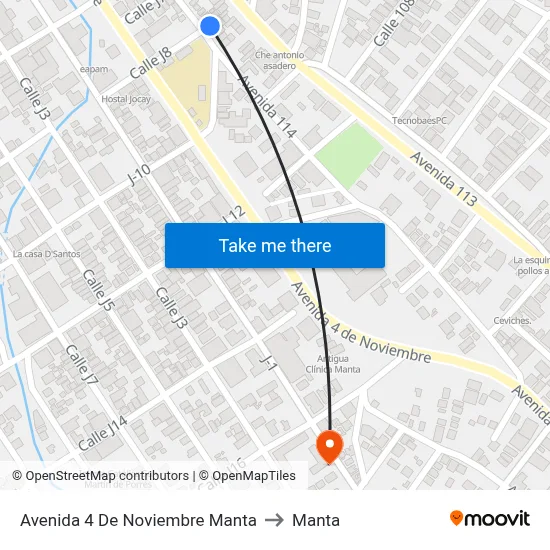 Avenida 4 De Noviembre Manta to Manta map