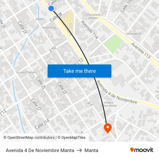 Avenida 4 De Noviembre Manta to Manta map