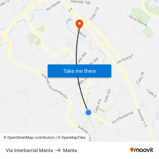 Vía Interbarrial Manta to Manta map