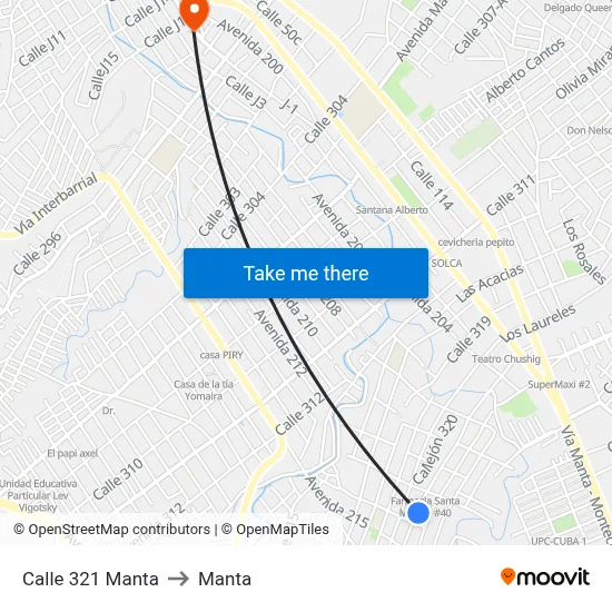 Calle 321 Manta to Manta map
