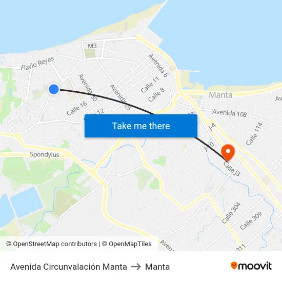 Avenida Circunvalación Manta to Manta map