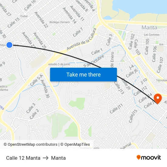 Calle 12 Manta to Manta map