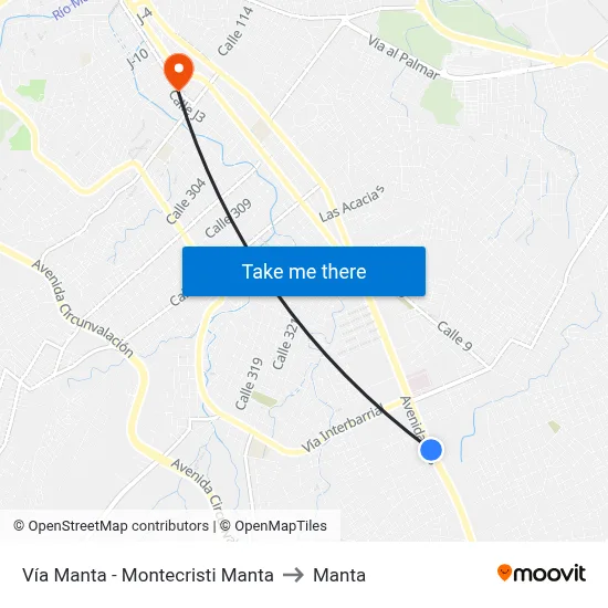 Vía Manta - Montecristi Manta to Manta map