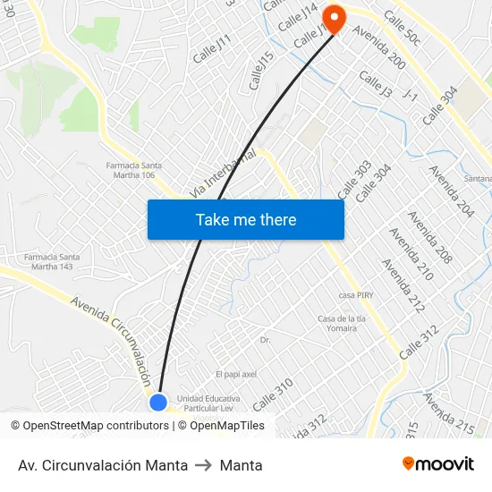 Av. Circunvalación Manta to Manta map