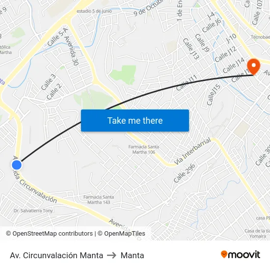 Av. Circunvalación Manta to Manta map