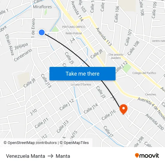 Venezuela Manta to Manta map
