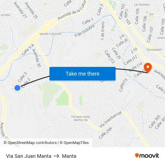 Via San Juan Manta to Manta map