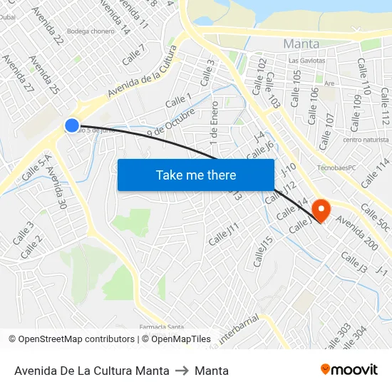 Avenida De La Cultura Manta to Manta map