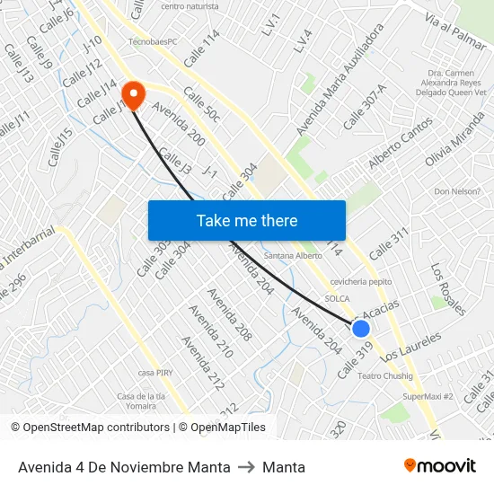 Avenida 4 De Noviembre Manta to Manta map