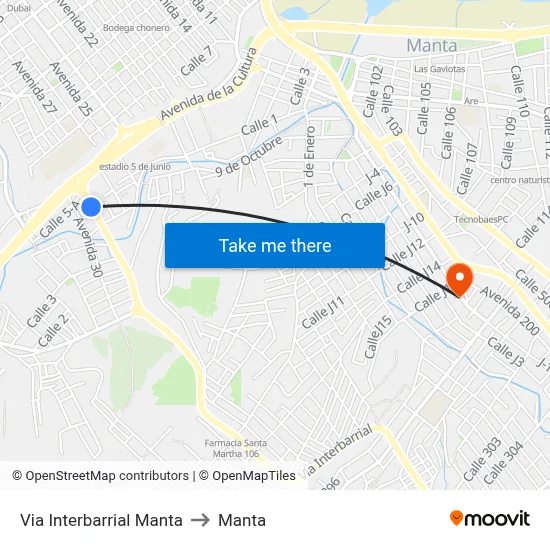 Via Interbarrial Manta to Manta map