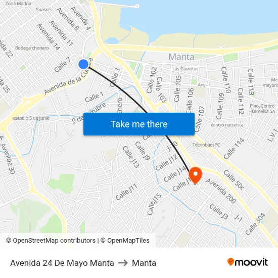 Avenida 24 De Mayo Manta to Manta map