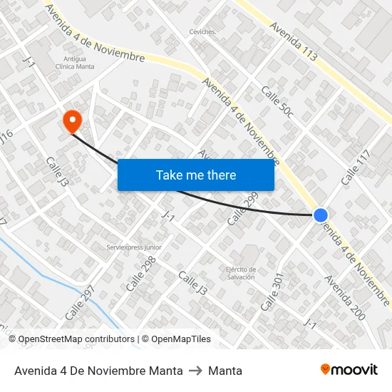 Avenida 4 De Noviembre Manta to Manta map