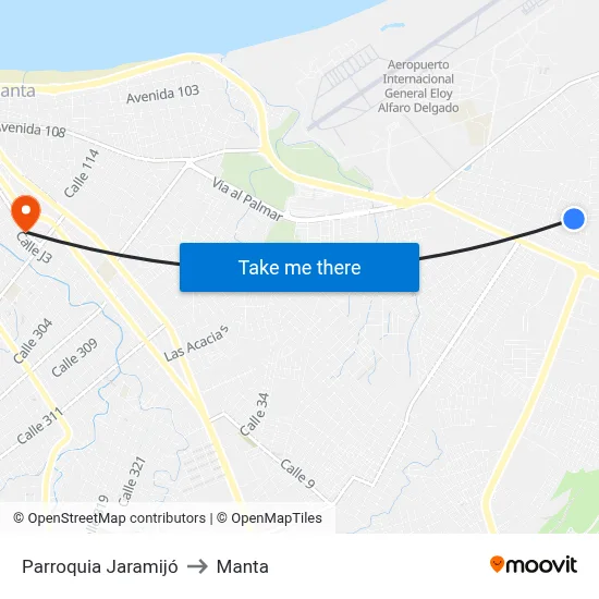 Parroquia Jaramijó to Manta map