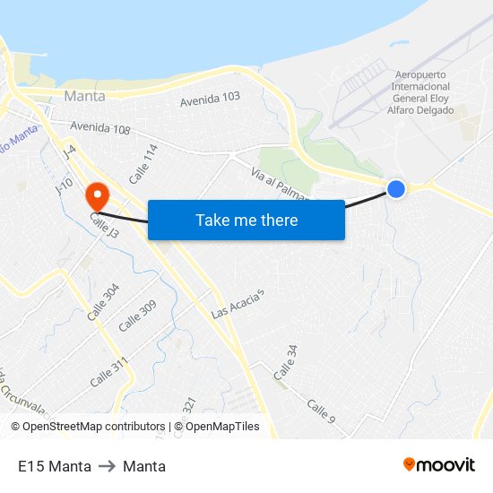 E15 Manta to Manta map