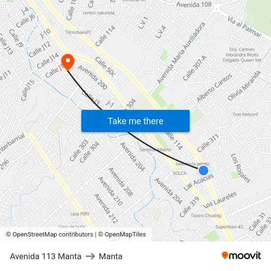 Avenida 113 Manta to Manta map