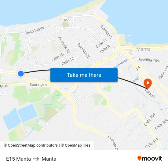 E15 Manta to Manta map