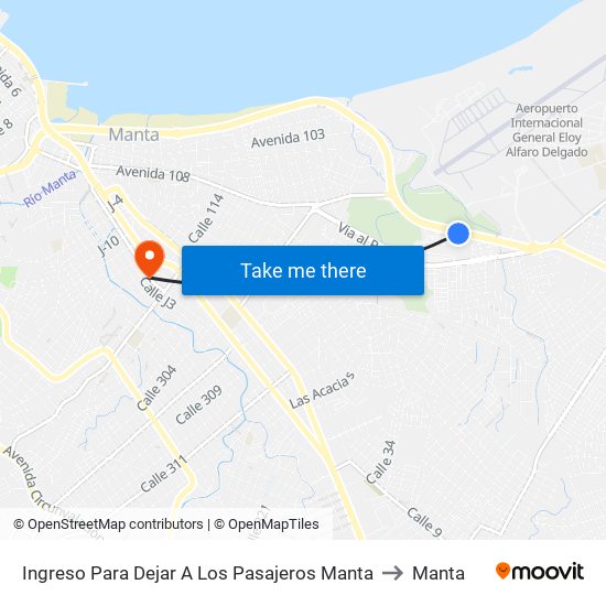 Ingreso Para Dejar A Los Pasajeros Manta to Manta map