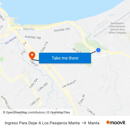 Ingreso Para Dejar A Los Pasajeros Manta to Manta map