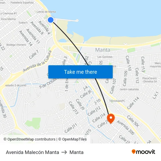 Avenida Malecón Manta to Manta map