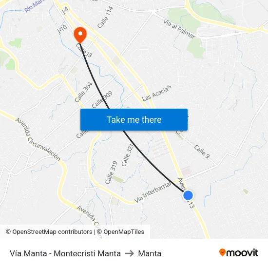 Vía Manta - Montecristi Manta to Manta map