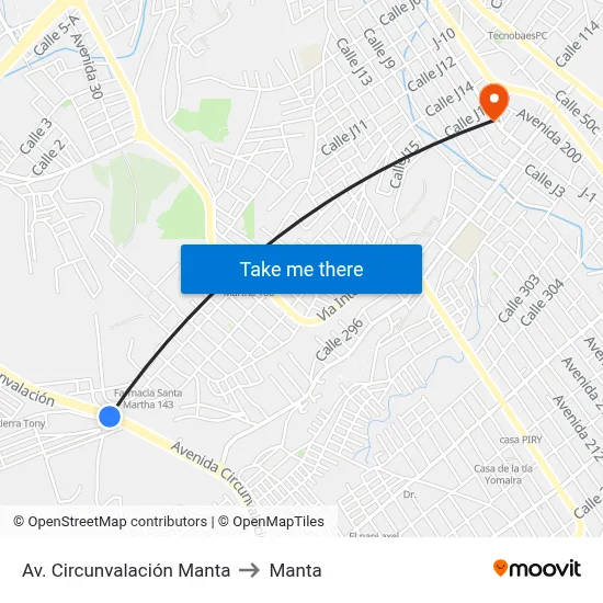 Av. Circunvalación Manta to Manta map