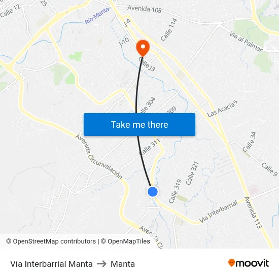 Vía Interbarrial Manta to Manta map