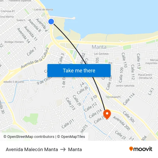Avenida Malecón Manta to Manta map