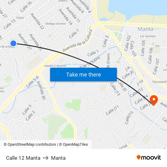 Calle 12 Manta to Manta map