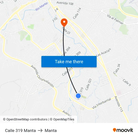 Calle 319 Manta to Manta map