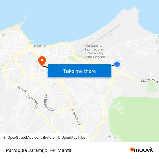 Parroquia Jaramijó to Manta map