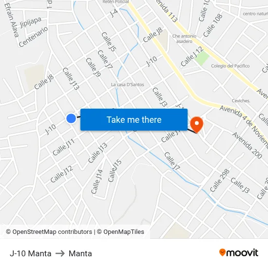 J-10 Manta to Manta map