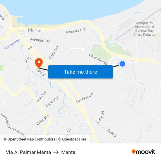 Via Al Palmar Manta to Manta map