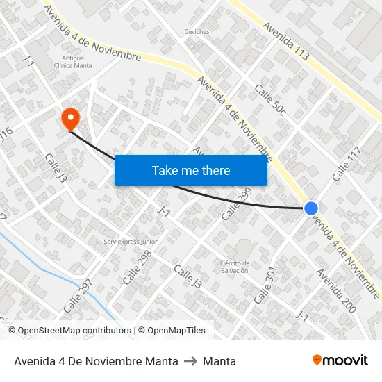 Avenida 4 De Noviembre Manta to Manta map