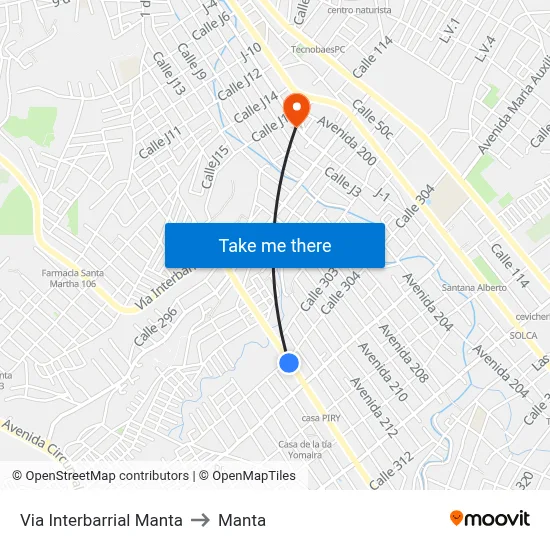 Via Interbarrial Manta to Manta map