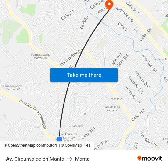 Av. Circunvalación Manta to Manta map