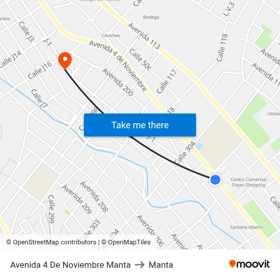 Avenida 4 De Noviembre Manta to Manta map