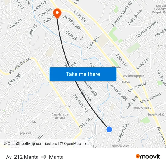 Av. 212 Manta to Manta map