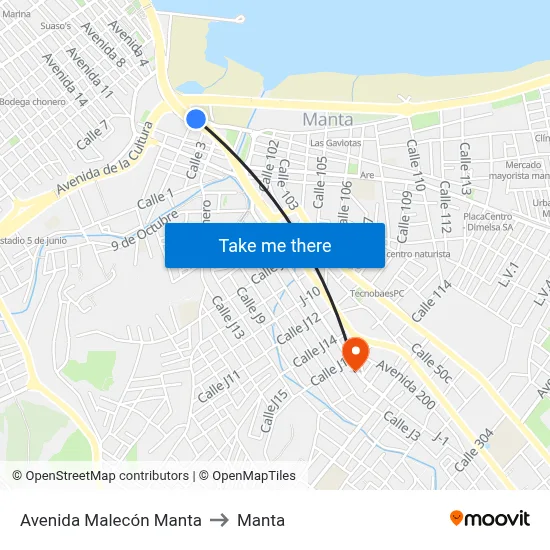 Avenida Malecón Manta to Manta map