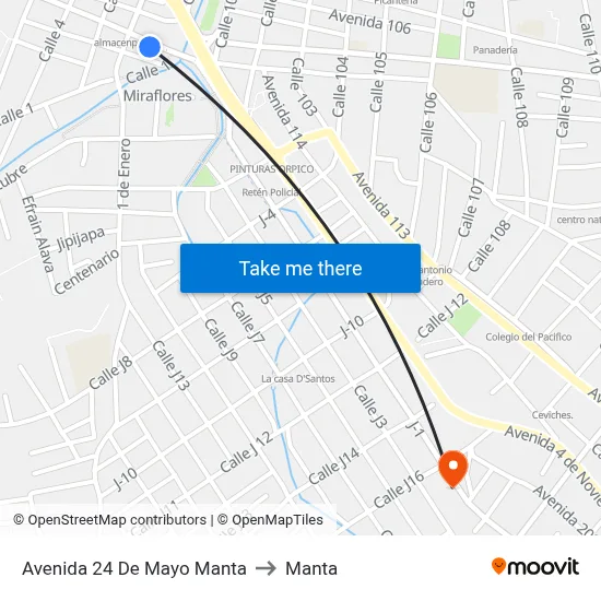 Avenida 24 De Mayo Manta to Manta map