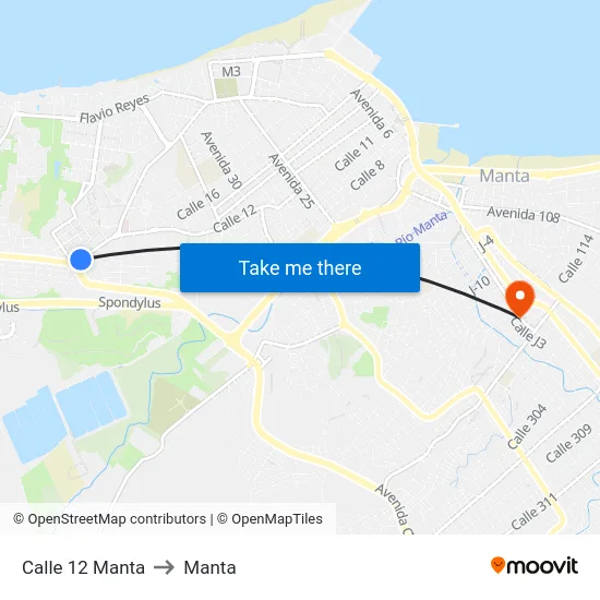 Calle 12 Manta to Manta map